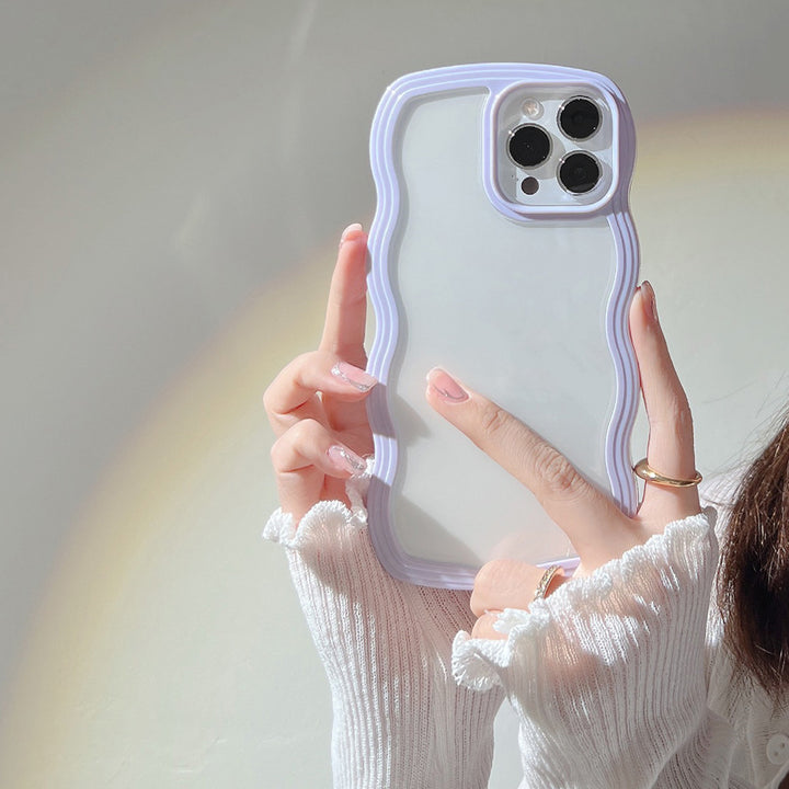 Wave Border Mobile Phone Case Solid Color Simple Candy Color - ZEYTONCART