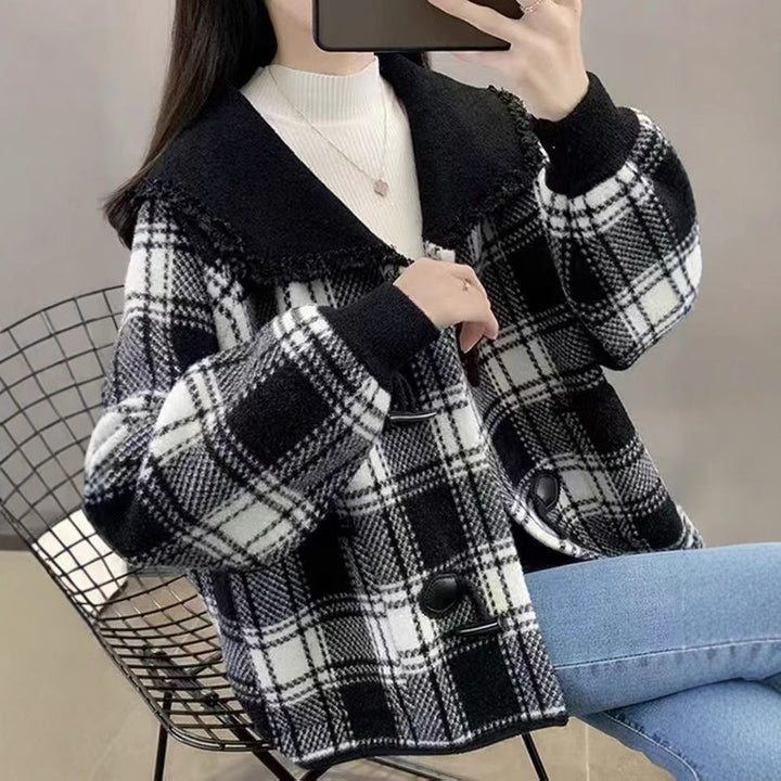 Autumn And Winter Imitation Double-faced Woolen Goods Plaid Sweater - ZEYTONCART