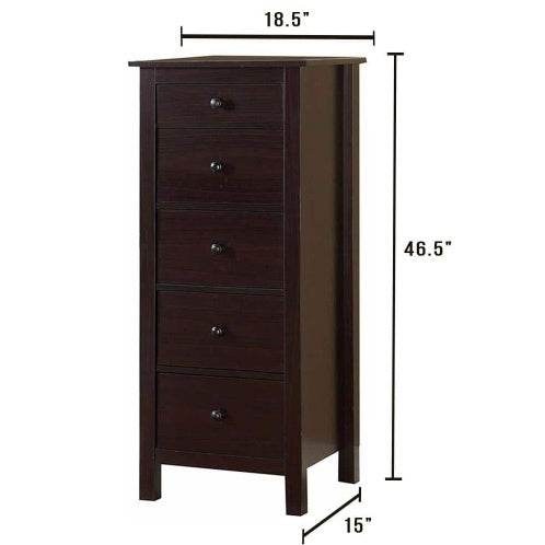 ZytonCart Espresso Five Drawer Chest for Stylish Storage - ZEYTONCART