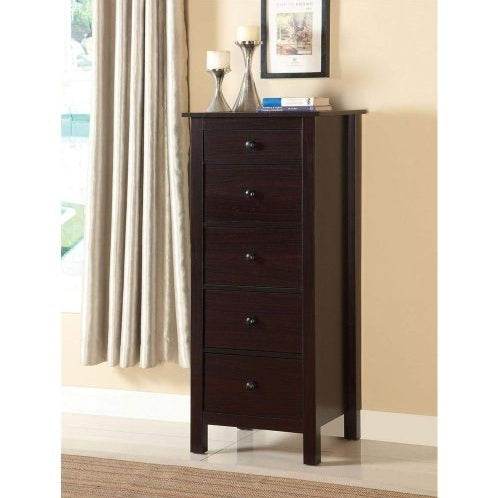 ZytonCart Espresso Five Drawer Chest for Stylish Storage - ZEYTONCART