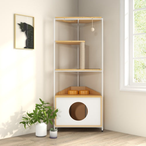 Cat Apartment With Feeding Station And Climbing Platform, Pet Furniture For Indoor Cats - ZEYTONCART