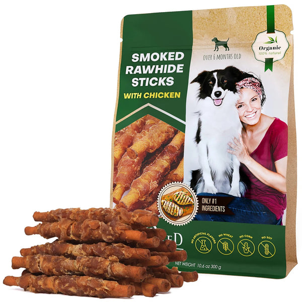 Dog Smoked Rawhide Sticks Wrapped Chicken Pet Natural Chew Treats Grain Free Organic Meat Healthy Human Grade Dried Snacks In Bulk - ZEYTONCART
