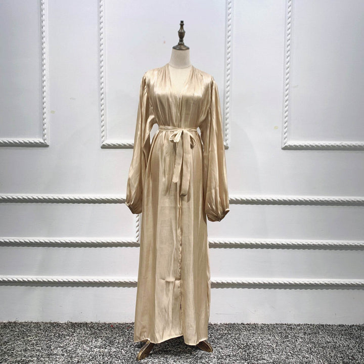 Eid Muslim Abaya Dress Kimono For Women Fashion Shining Silklike Summer Abayas Cardigan Puff Sleeve Dubai Turkey Clothes - ZEYTONCART
