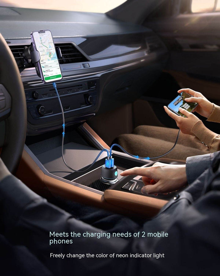 60W High Power Dual Port Button Car Charger - ZEYTONCART