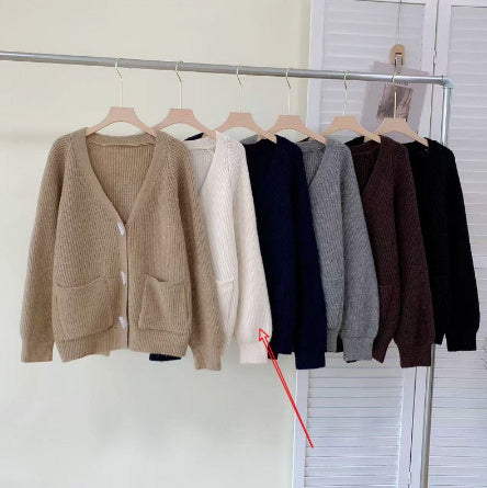 Winter New Horn Button Loose Sweater Coat - ZEYTONCART