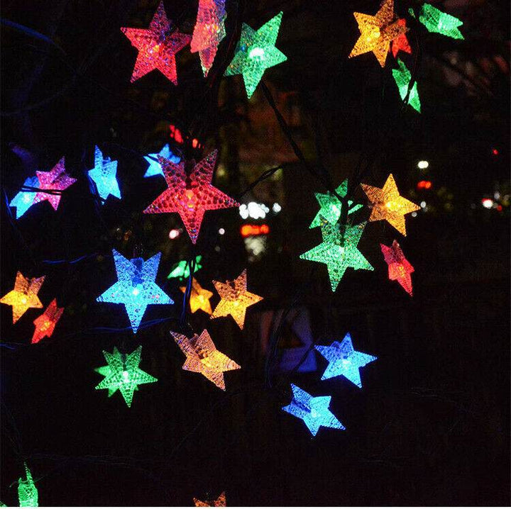 Solar Powered Star Fairy String LED Lights Waterproof Xmas Garden Outdoor Decor - ZEYTONCART