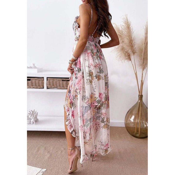 Women's Spaghetti Strap V-Neck Floral Sundress Flowy Fairy Style Summer Dress - ZEYTONCART