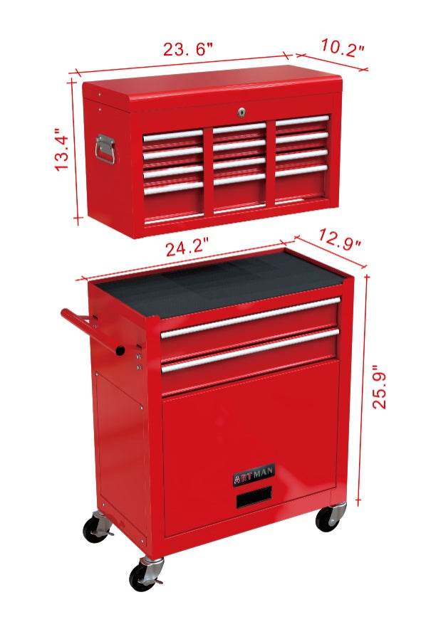 High Capacity Rolling Tool Box With Wheels And Drawers, 8 Drawer Tool Storage Cabinet - ZEYTONCART