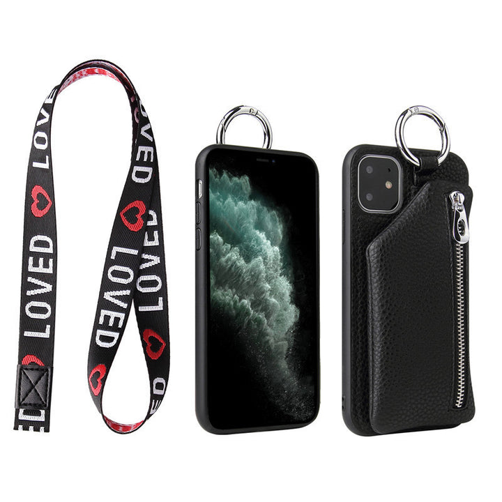 PU Leather Strap Cord Coin Purse Phone Cases Crossbody Neck Lanyard Wallet Cover - ZEYTONCART