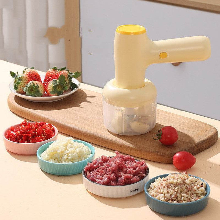 2 In 1 Electric Garlic Chopper USB Rechargeable Vegetable Chili Meat Ginger Masher Handheld Multipurpose Kitchen Gadgets - ZEYTONCART