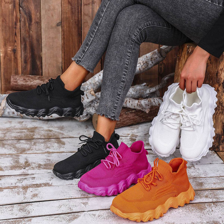 Lace-up Sneakers Lightweight Breathable Mesh Shoes Slip-on Running Walking Shoes For Women - ZEYTONCART