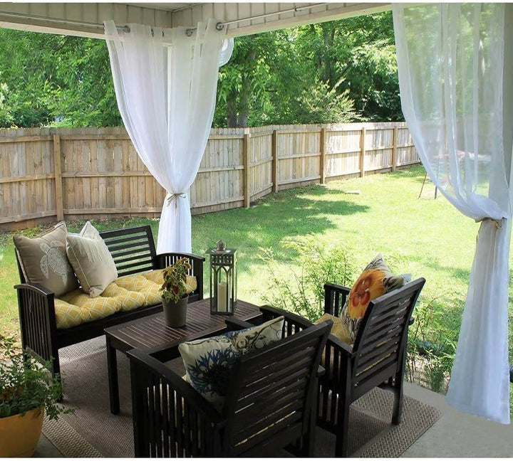 Outdoor Shading Door Curtain Waterproof Curtain Pavilion Balcony White Mesh Curtains Terrace Window Screen - ZEYTONCART