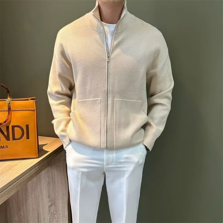 Versatile Zipper Cardigan Men's Knitted Shirt Autumn And Winter British Slim-fitting Sweater - ZEYTONCART
