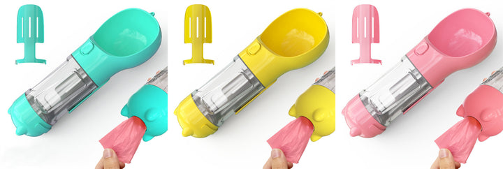 Pet Water Bottle Feeder Bowl Garbage Bag Storage Portable Pet Outdoor Travel 3 In 1 Dog Water Bottle - ZEYTONCART