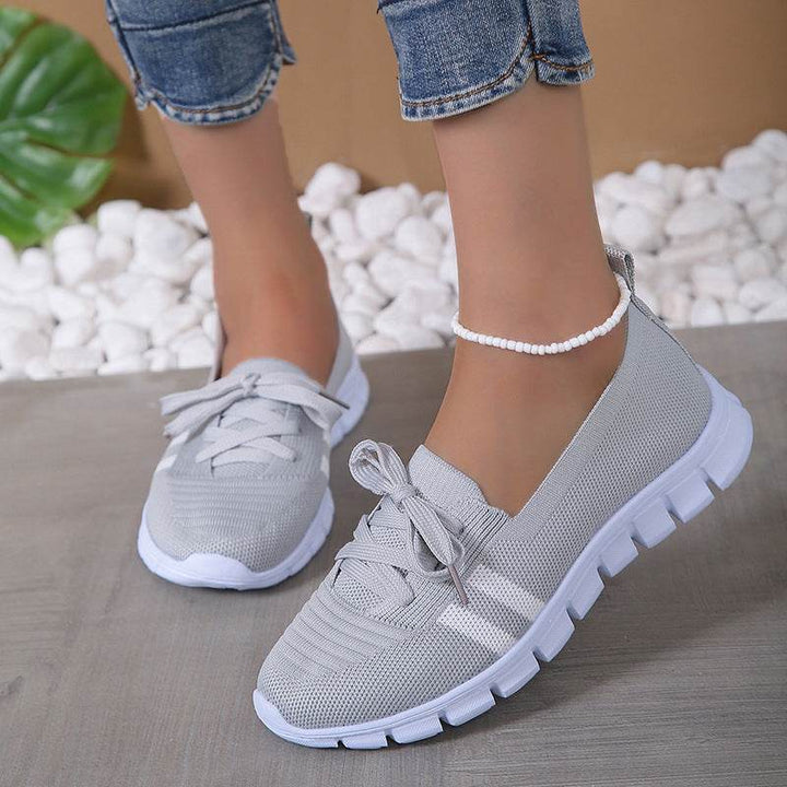 Casual Lace-up Mesh Shoes Preppy Flats Walking Running Sports Shoes Sneakers For Women - ZEYTONCART