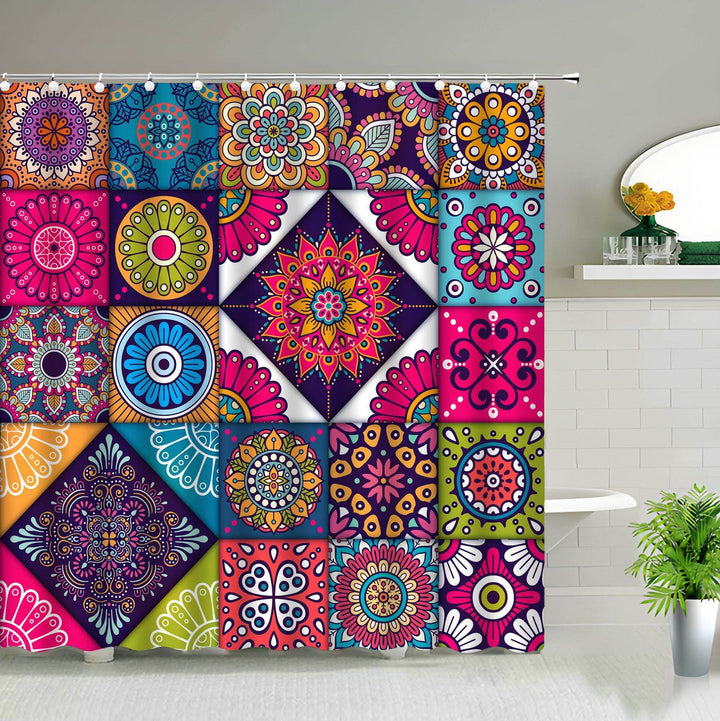 Waterproof Geometric Print Curtains For Bathroom - ZEYTONCART