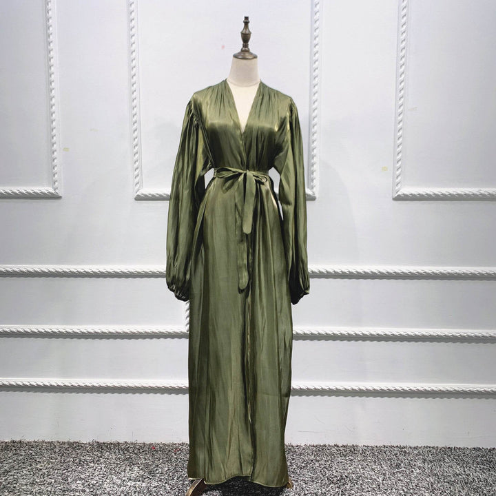 Eid Muslim Abaya Dress Kimono For Women Fashion Shining Silklike Summer Abayas Cardigan Puff Sleeve Dubai Turkey Clothes - ZEYTONCART
