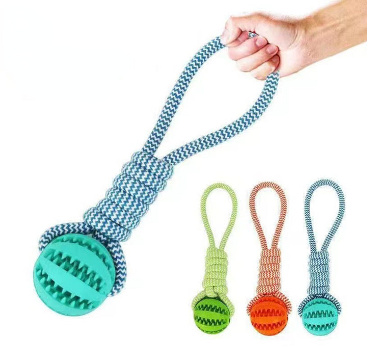 Dog Toys Treat Balls Interactive Hemp Rope Rubber Leaking Balls For Small Dogs Chewing Bite Resistant Toys Pet Tooth Cleaning Bite Resistant Toy Ball For Pet Dogs Puppy - ZEYTONCART