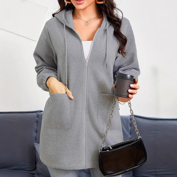 Women's Solid Color Outdoor Autumn And Winter Leisure Loose Long Sleeve Sweatershirt - ZEYTONCART
