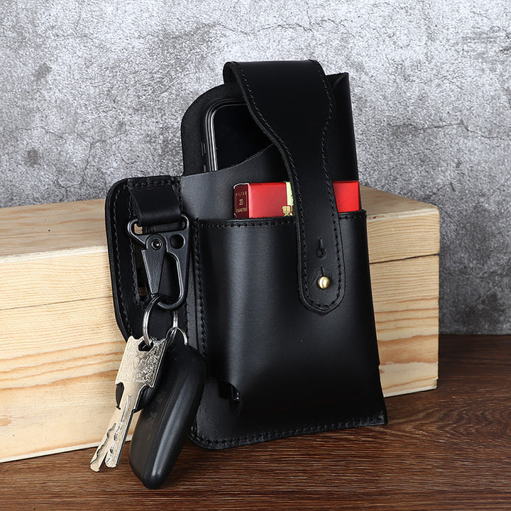 Men's Retro Leather Phone Hanging Belt Bag - ZEYTONCART