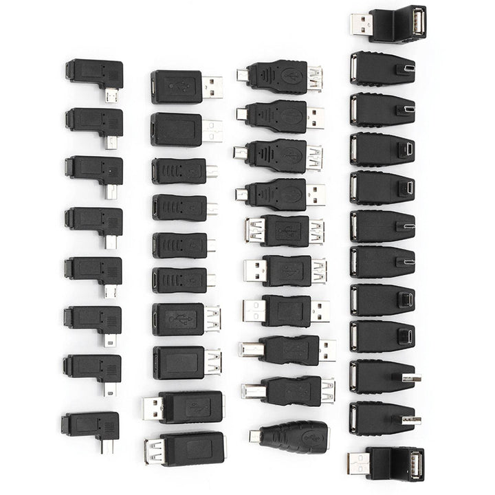 Pack of 40 Multiple USB2.0 Adapters Angled Mini Micro Type B Male Female Converters Connectors - ZEYTONCART