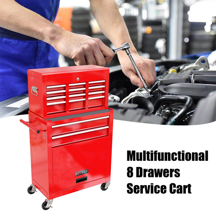 High Capacity Rolling Tool Box With Wheels And Drawers, 8 Drawer Tool Storage Cabinet - ZEYTONCART