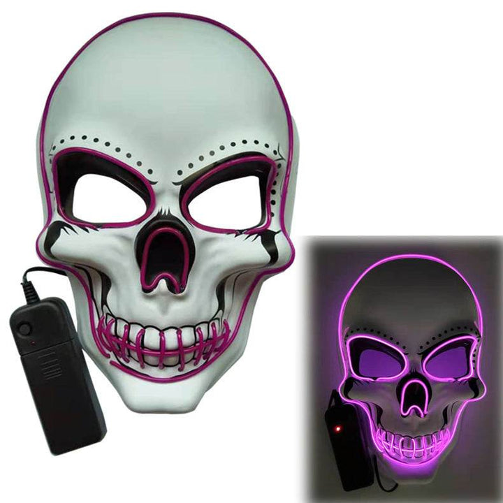 Glowing Mask Scary Ghost Face Halloween Funny White Skull Mask LED Glowing Props - ZEYTONCART