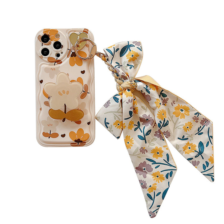 Autumn Leaves And Flowers With Bow Silk Scarf Phone Cases - ZEYTONCART