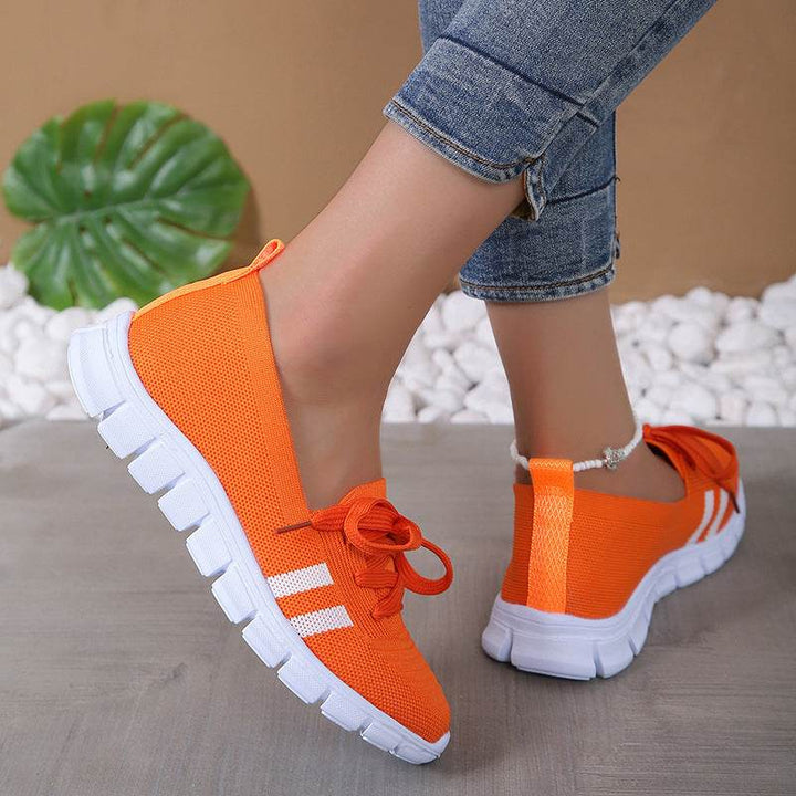 Casual Lace-up Mesh Shoes Preppy Flats Walking Running Sports Shoes Sneakers For Women - ZEYTONCART