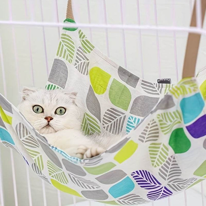 Pet Summer Cotton Hemp Cat Hammock Breathable Cage Cat Swing Hanging Nest Multi-color Printed Hammock Pet Supplies - ZEYTONCART
