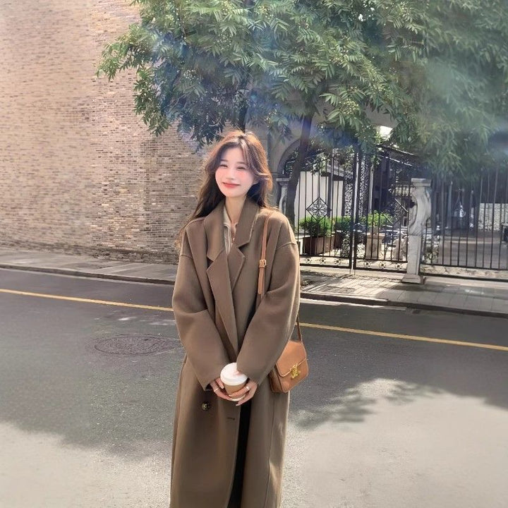 Autumn And Winter New Korean Style Loose Mid-length Hepburn Style Woolen - ZEYTONCART