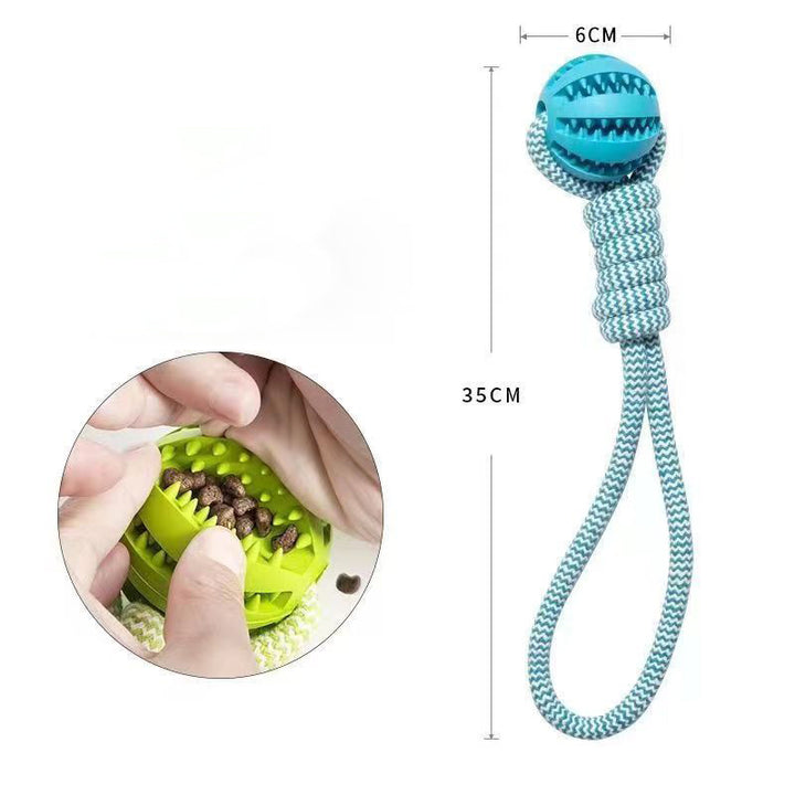 Dog Toys Treat Balls Interactive Hemp Rope Rubber Leaking Balls For Small Dogs Chewing Bite Resistant Toys Pet Tooth Cleaning Bite Resistant Toy Ball For Pet Dogs Puppy - ZEYTONCART