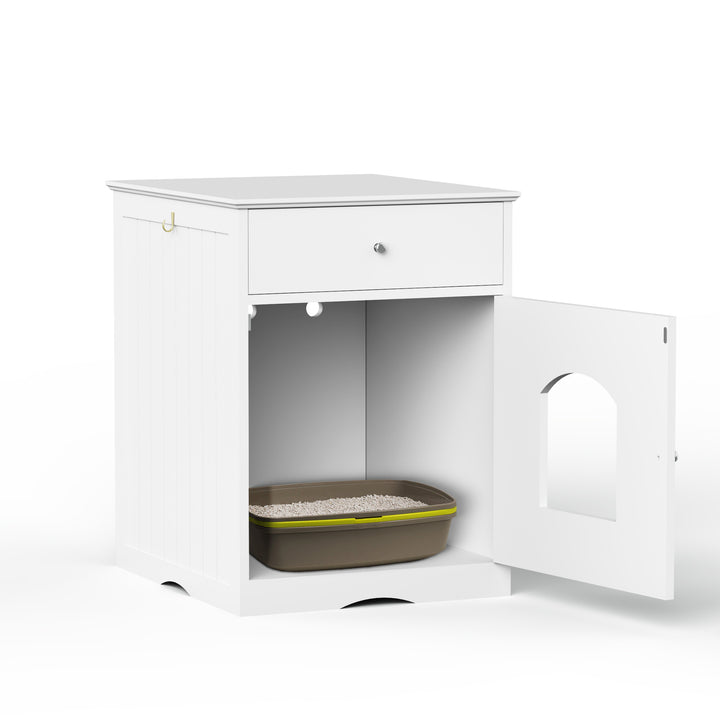 Wooden Pet House Litter Box Fence With Drawers - ZEYTONCART