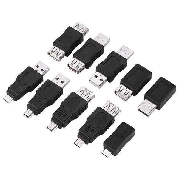 Pack of 10 Multiple USB2.0 Adapters Micro/Mini Male Female Converters Connectors - ZEYTONCART