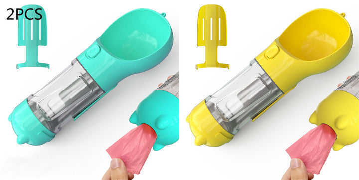 Pet Water Bottle Feeder Bowl Garbage Bag Storage Portable Pet Outdoor Travel 3 In 1 Dog Water Bottle - ZEYTONCART