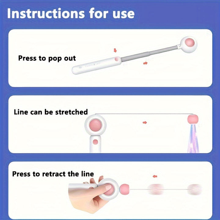 Cat Teaser Stick, Retractable Cat Wand With Replacement Head, Cat Feather Toy, Cat Interactive Toy For Indoor Cats For Relief Boredom And Exercise - ZEYTONCART