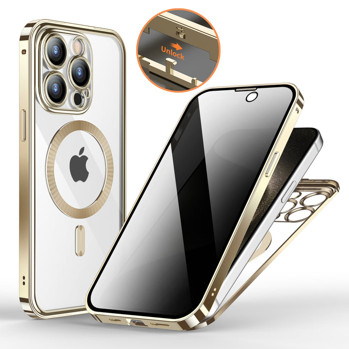 Anti-Privacy Metal Buckle Magnetic Support Wireless Charging Double-Sided Lens Full Cover Phone Case Protective Cover - ZEYTONCART