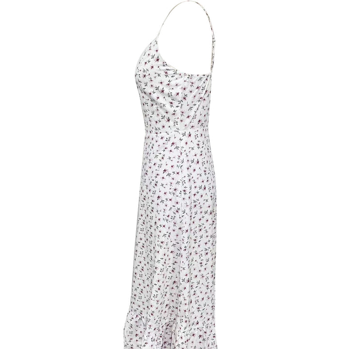 Ladies' Shallow V-neck Vacation Casual Small Floral Print Suspender Dress - ZEYTONCART