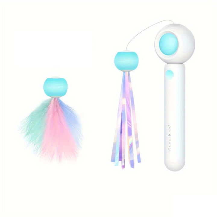 Cat Teaser Stick, Retractable Cat Wand With Replacement Head, Cat Feather Toy, Cat Interactive Toy For Indoor Cats For Relief Boredom And Exercise - ZEYTONCART