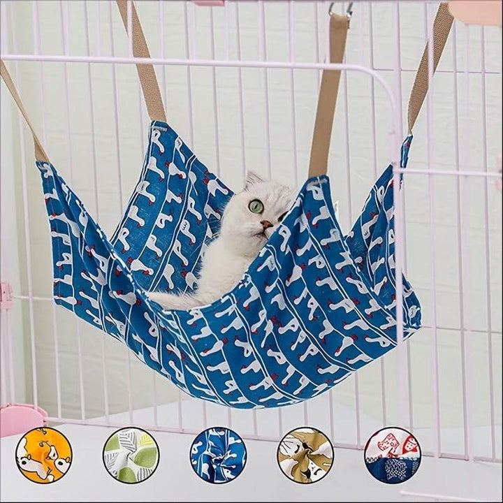 Pet Summer Cotton Hemp Cat Hammock Breathable Cage Cat Swing Hanging Nest Multi-color Printed Hammock Pet Supplies - ZEYTONCART