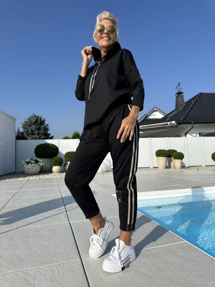 Round Neck Long Sleeve Braiding Stitching Trousers Suit - ZEYTONCART