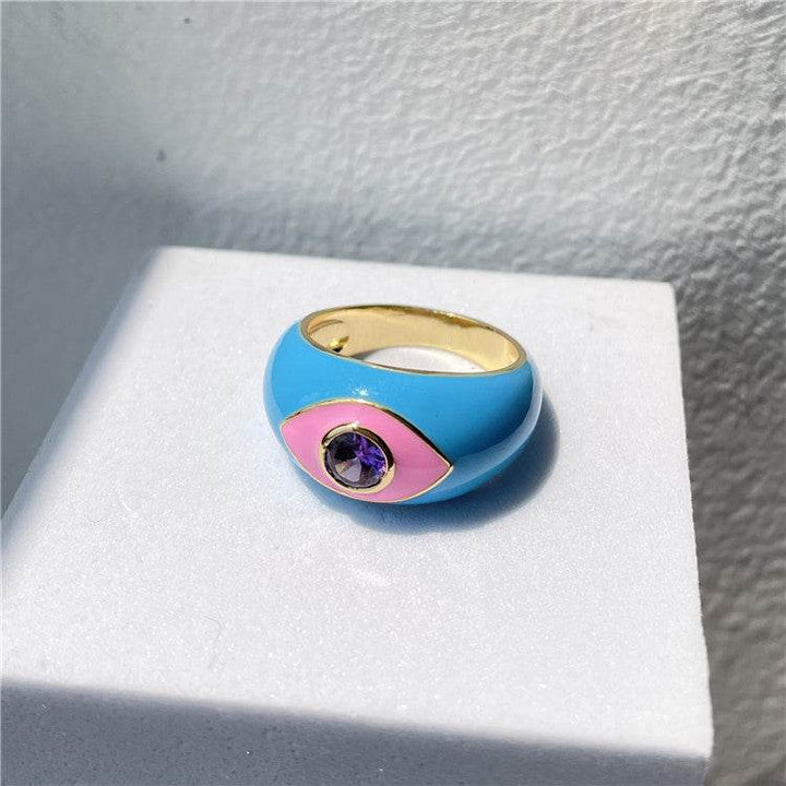 Drip Rings Eye Drip Rings Copper Gold Plated Zircon Rings - ZEYTONCART