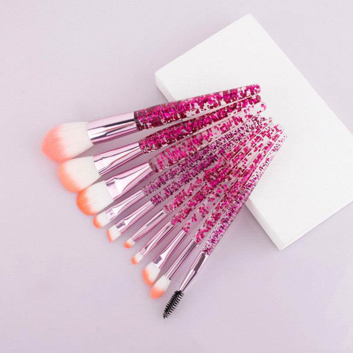 ZEYTON Glitter Makeup Brush Set - 10-Piece Essentials - ZEYTONCART
