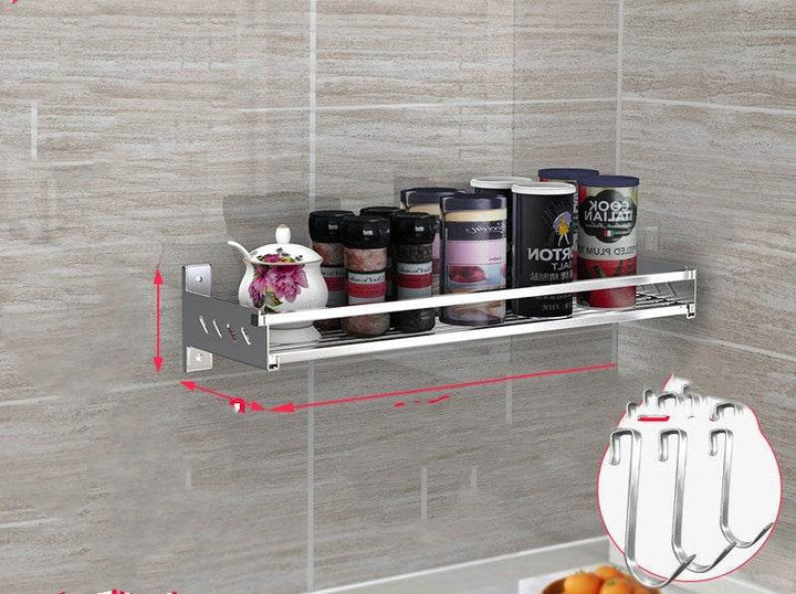 ZEYTON CART Kitchen Spice Shelf Wall Organizer with Hooks - ZEYTONCART