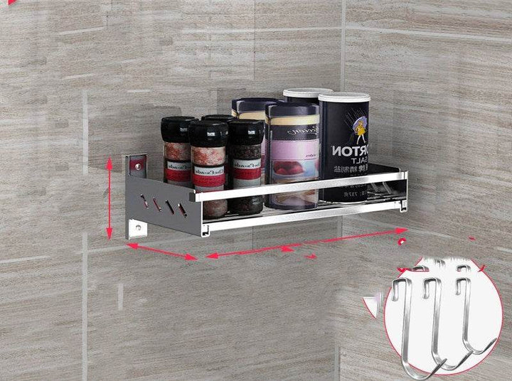 ZEYTON CART Kitchen Spice Shelf Wall Organizer with Hooks - ZEYTONCART