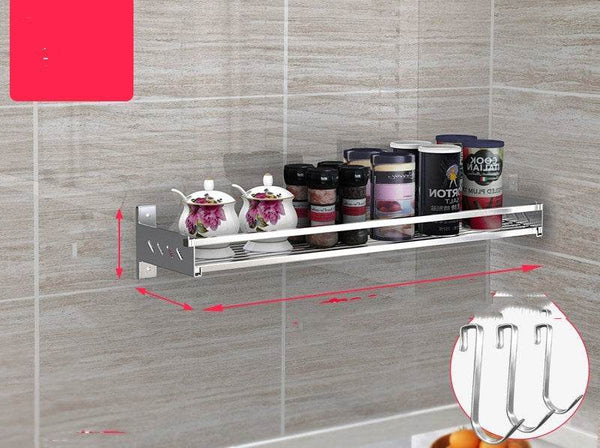 ZEYTON CART Kitchen Spice Shelf Wall Organizer with Hooks - ZEYTONCART