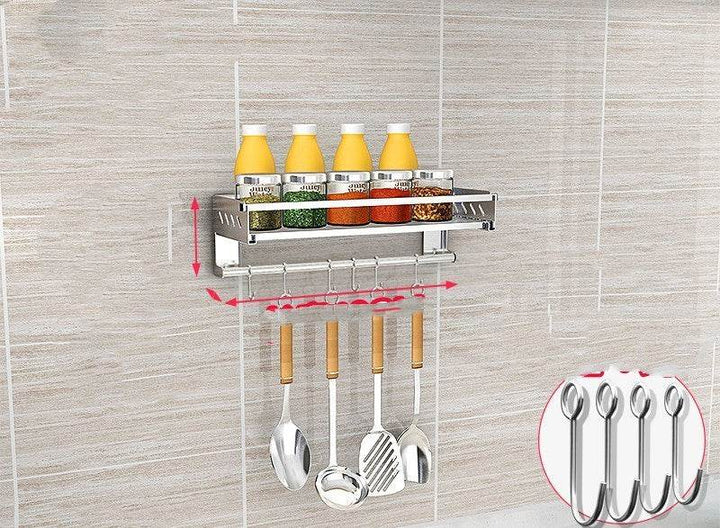 ZEYTON CART Kitchen Spice Shelf Wall Organizer with Hooks - ZEYTONCART