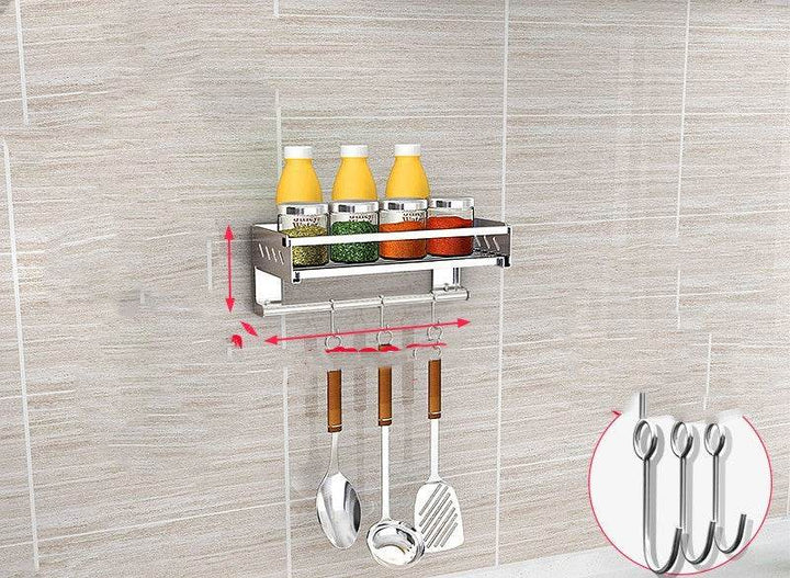 ZEYTON CART Kitchen Spice Shelf Wall Organizer with Hooks - ZEYTONCART