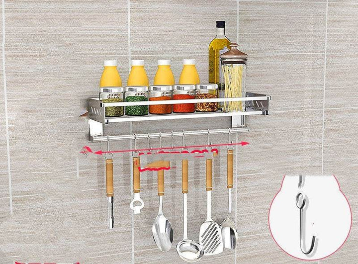 ZEYTON CART Kitchen Spice Shelf Wall Organizer with Hooks - ZEYTONCART