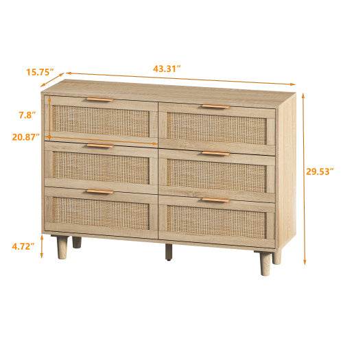 Drawers Rattan Storage Cabinet Rattan Drawer,for Bedroom,Living Room,Natural - ZEYTONCART